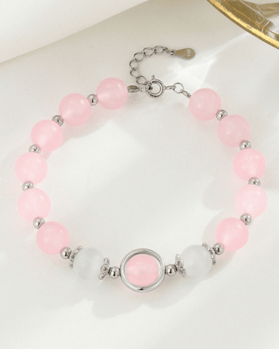 Luxury 925 Sterling Silver Rose Quartz Healing Crystal Bracelet