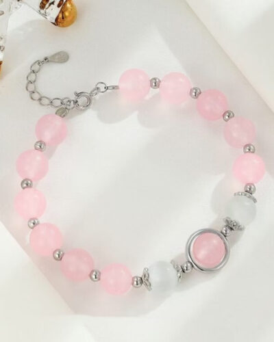 Luxury 925 Sterling Silver Rose Quartz Healing Crystal Bracelet