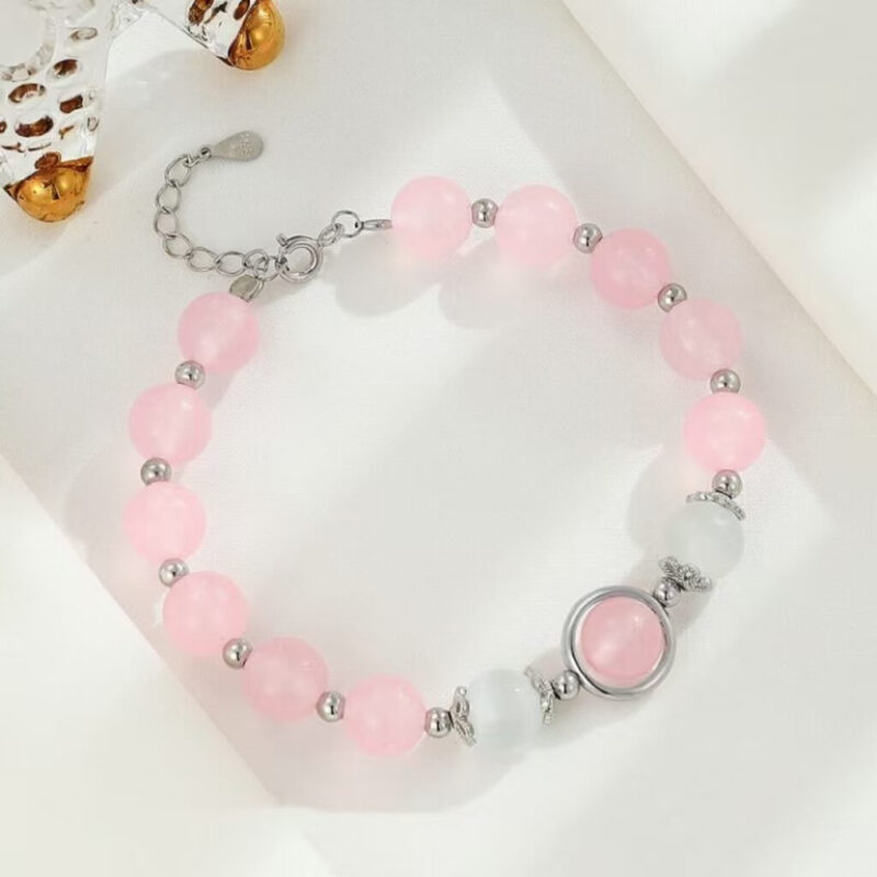Luxury 925 Sterling Silver Rose Quartz Healing Crystal Bracelet
