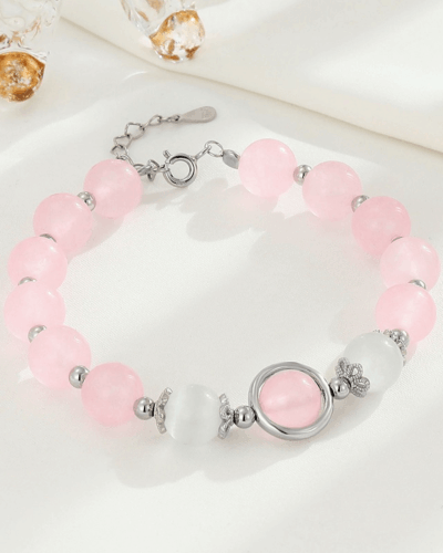 Luxury 925 Sterling Silver Rose Quartz Healing Crystal Bracelet