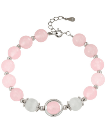 Luxury 925 Sterling Silver Rose Quartz Healing Crystal Bracelet