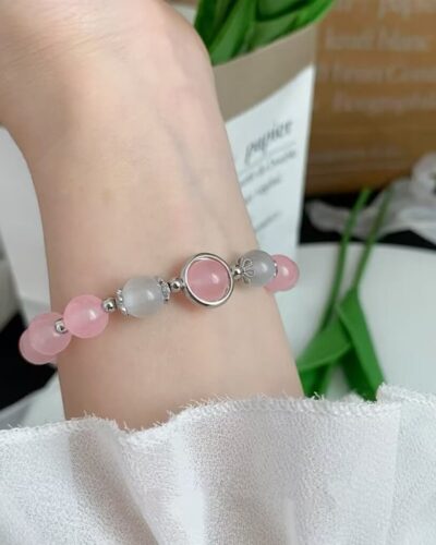 Luxury 925 Sterling Silver Rose Quartz Healing Crystal Bracelet