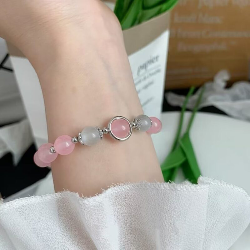 Luxury 925 Sterling Silver Rose Quartz Healing Crystal Bracelet