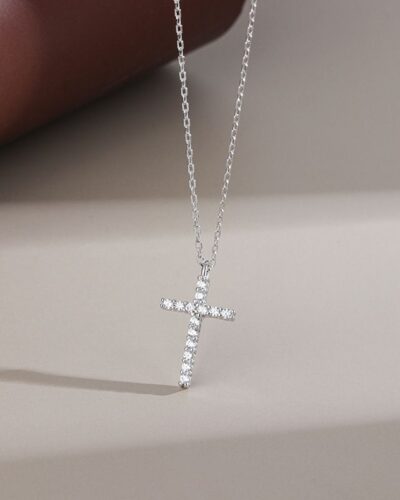 925 Sterling Silver Cross Nacklace with Zircon
