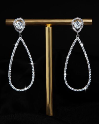 925 Sterling Silver Drop Moissanite Hoop Earring