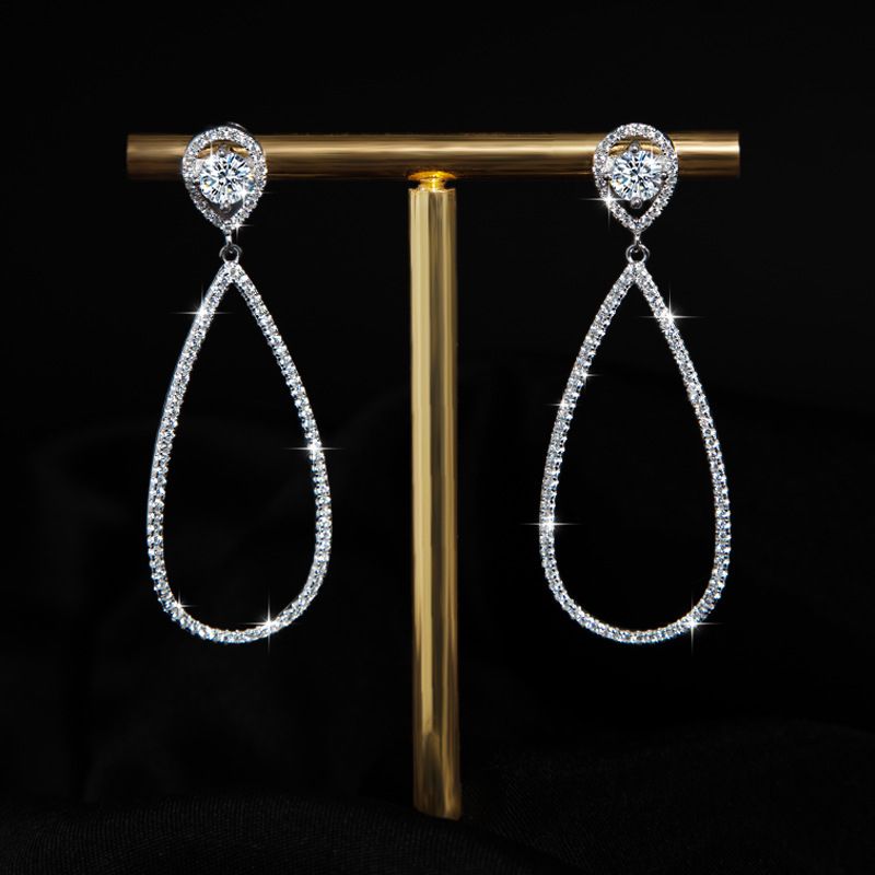925 Sterling Silver Drop Moissanite Hoop Earring
