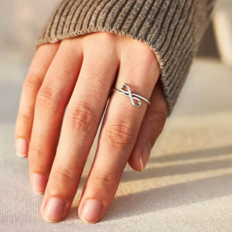 925 Sterling Silver Infinity Ring with CZ 1