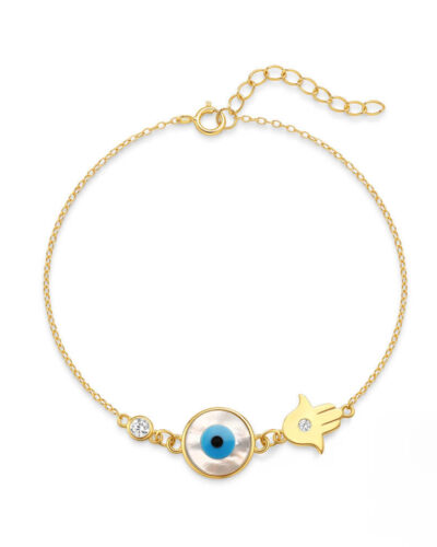 925 Sterling Silver Palm Bracelets with The Evil Eye