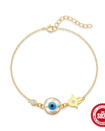 925 Sterling Silver Palm Bracelets with The Evil Eye show