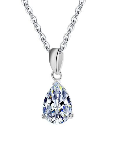 925 Sterling Silver Pear Cut Solitaire Moissanite Necklace