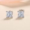925 Sterling Silver Square Cut Moissanite Earring