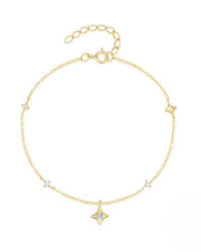 925 Sterling Silver Star Charm Bracelet with Opal