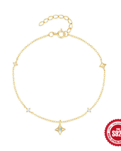 925 Sterling Silver Star Charm Bracelet with Opal
