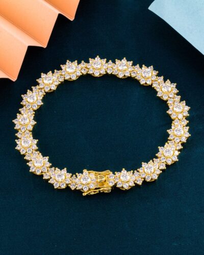 925 Sterling Silver Sunflower Moissanite Bracelet