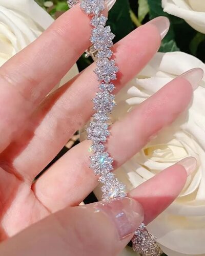 925 Sterling Silver Sunflower Moissanite Bracelet