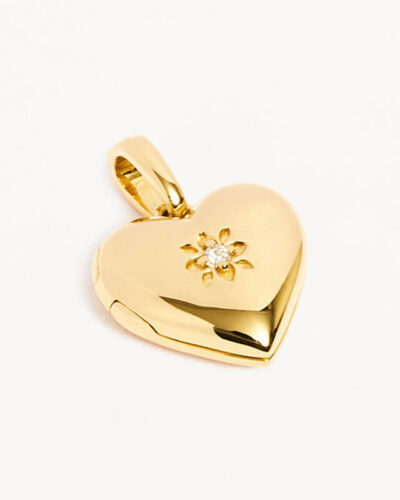 925 Sterling Silver Vintage Heart Locket with Lotus Pendant