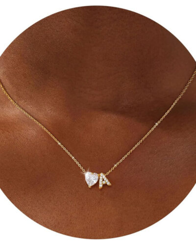 18K Gold Plated Initial Letter A-Z Pendant Necklace Heart Bulk