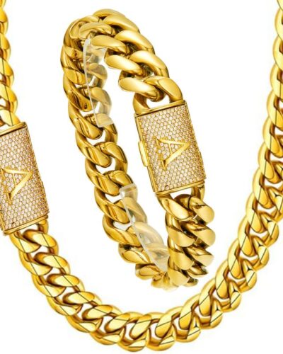 A-Z Letters Diamond Cuban Link Miami Chain 18k Gold Plated (1)