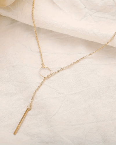 Thin Y-Shaped Necklace O-Buckle Collarbone Chain
