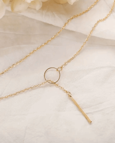 Thin Y-Shaped Necklace O-Buckle Collarbone Chain