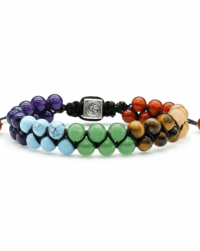 Double-Layered Woven 7 Chakra Healing Bracelets for Reiki