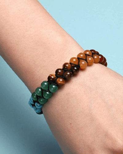 Double-Layered Woven 7 Chakra Healing Bracelets for Reiki