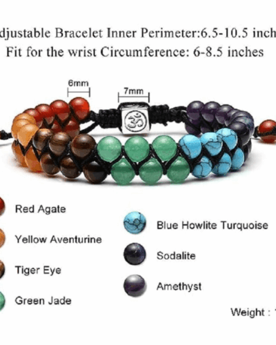 Double-Layered Woven 7 Chakra Healing Bracelets for Reiki
