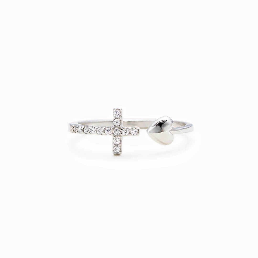 Adjustable Heart and Cross Ring for Daughter SHOW