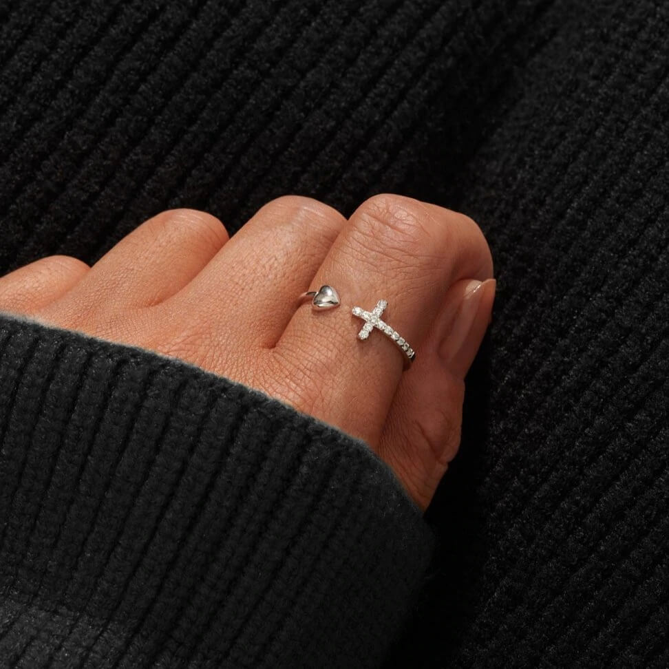 Adjustable Heart and Cross Ring for Daughter - Kuva 4