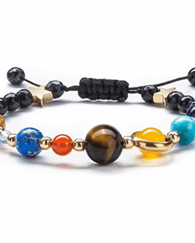 Adjustable Gemstone Solar System Bead Bracelet Unisex