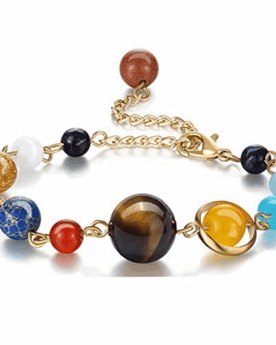 Adjustable Gemstone Solar System Bead Bracelet Unisex