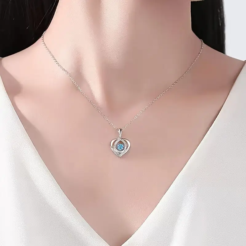 Alloy Chain Zircon Love Pendant Necklace Wholesale - Image 7