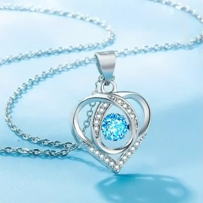 Alloy Chain Zirconia Love Pendant Necklace Wholesale-green