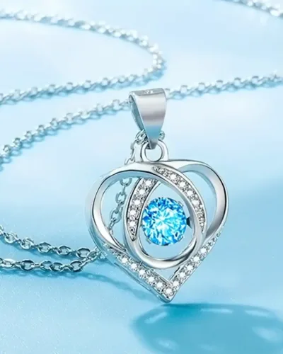 Alloy Chain Zirconia Love Pendant Necklace Wholesale-green