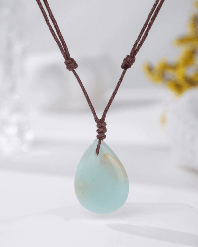 Natural Crystal Pendant Adjustable Woven Necklace Unisex