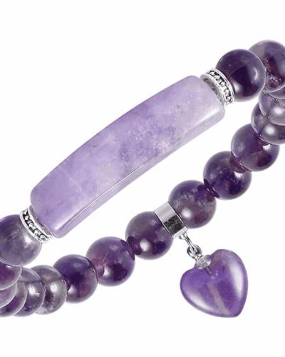 8MM Healing Crystal Heart Charm Bracelet Bulk