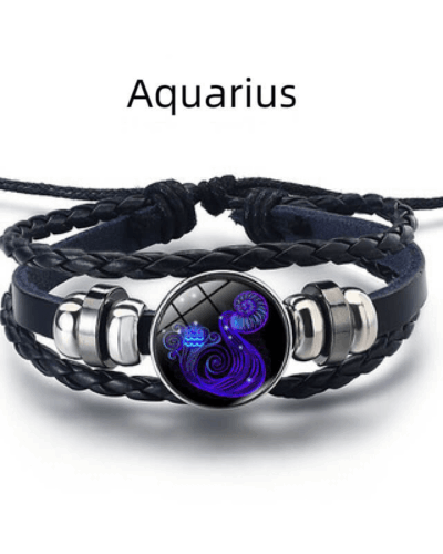 Leather Woven 12 Zodiac Signs Spirit Bracelet Unisex