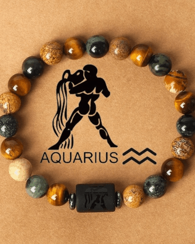 8MM Tiger Eye Zodiac Sign Beaded Bracelets Wholesale