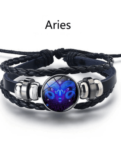 Leather Woven 12 Zodiac Signs Spirit Bracelet Unisex