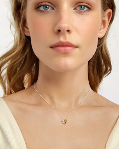 Vista alternativa dell'Assorted Colors Gold Plated Heart Necklace Silver