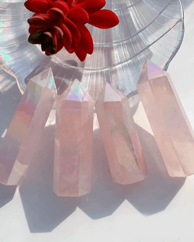 Aura Rose Quartz Tower Pointed Crystal Bulk