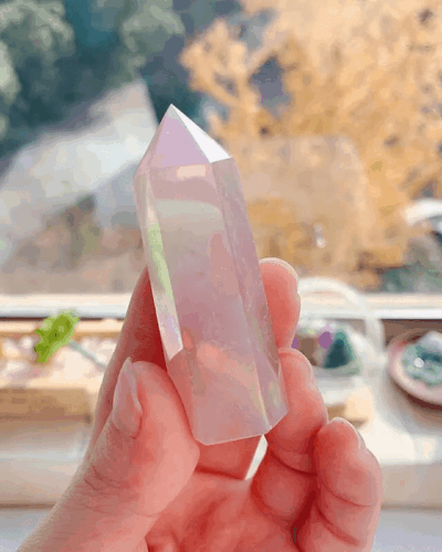 Aura Rose Quartz Tower Pointed Crystal Bulk