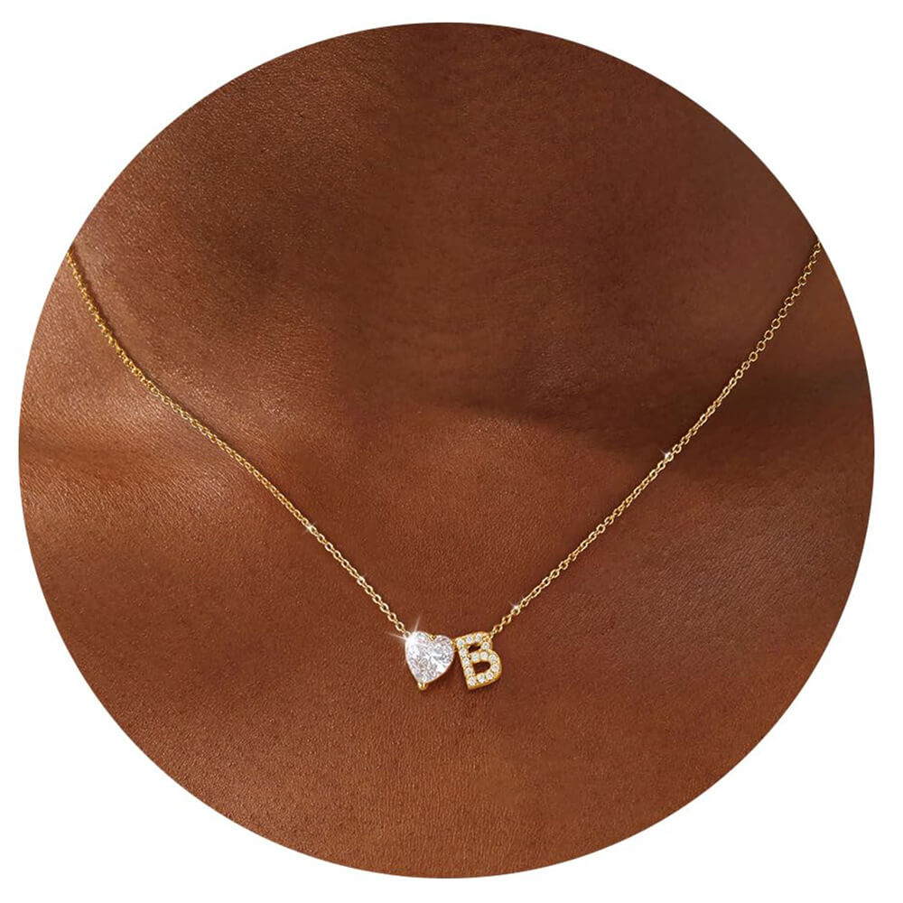 18K Gold Plated Initial Letter A-Z Pendant Necklace Heart Bulk - Image 5