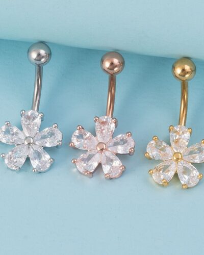 Belly Button Rings with Flower Shaped Design