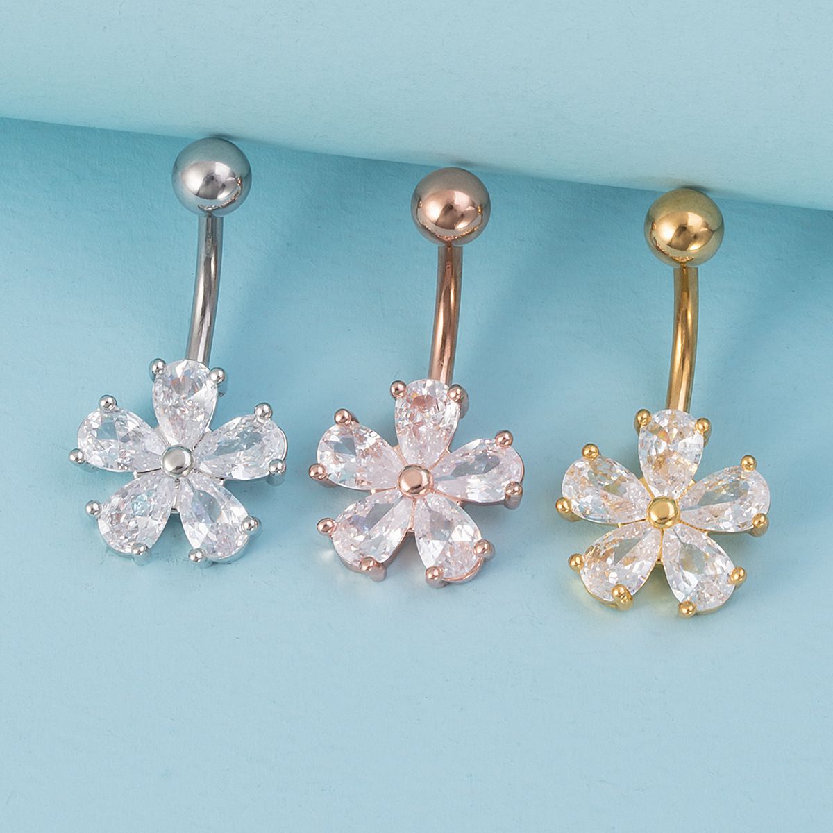 Belly Button Rings with Flower Shaped Design