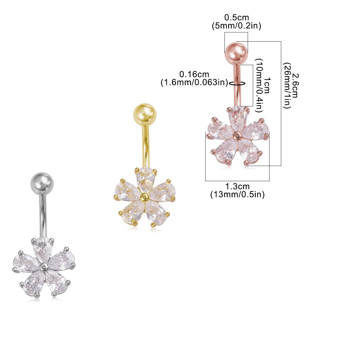 Belly Button Rings with Flower Shaped Design - Imagen 5