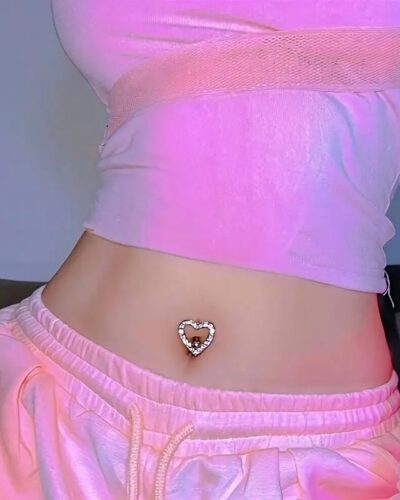 Belly Ring Piercing Jewelry with Heart Shaped Design