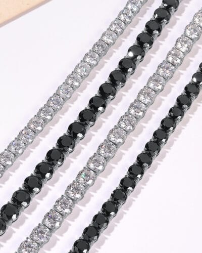 Black Moissanite Tennis Bracelet with 925 Sterling Silver 3