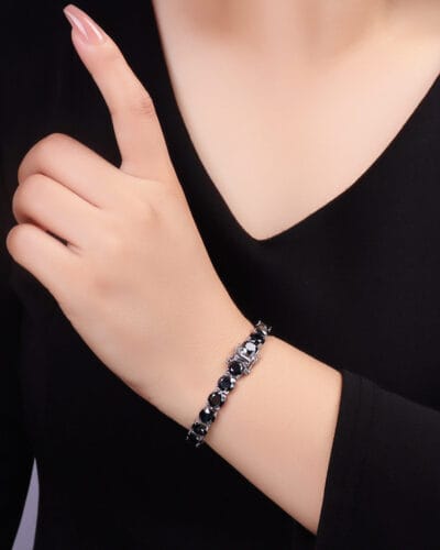 Black Moissanite Tennis Bracelet with 925 Sterling Silver 4