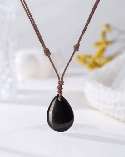 Natural Crystal Pendant Adjustable Woven Necklace Unisex